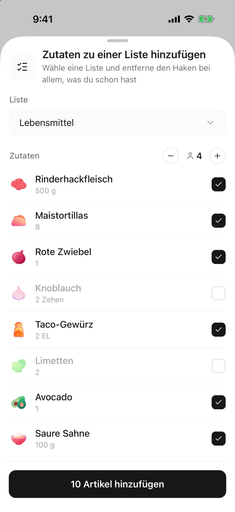 Abwählen, was du schon hast