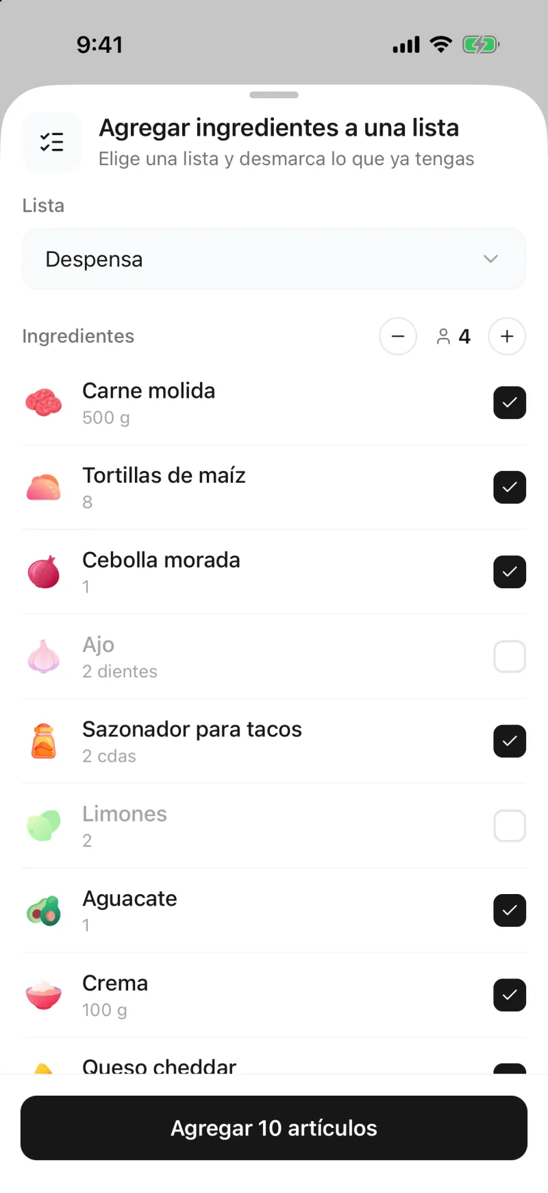 Desmarca lo que ya tienes