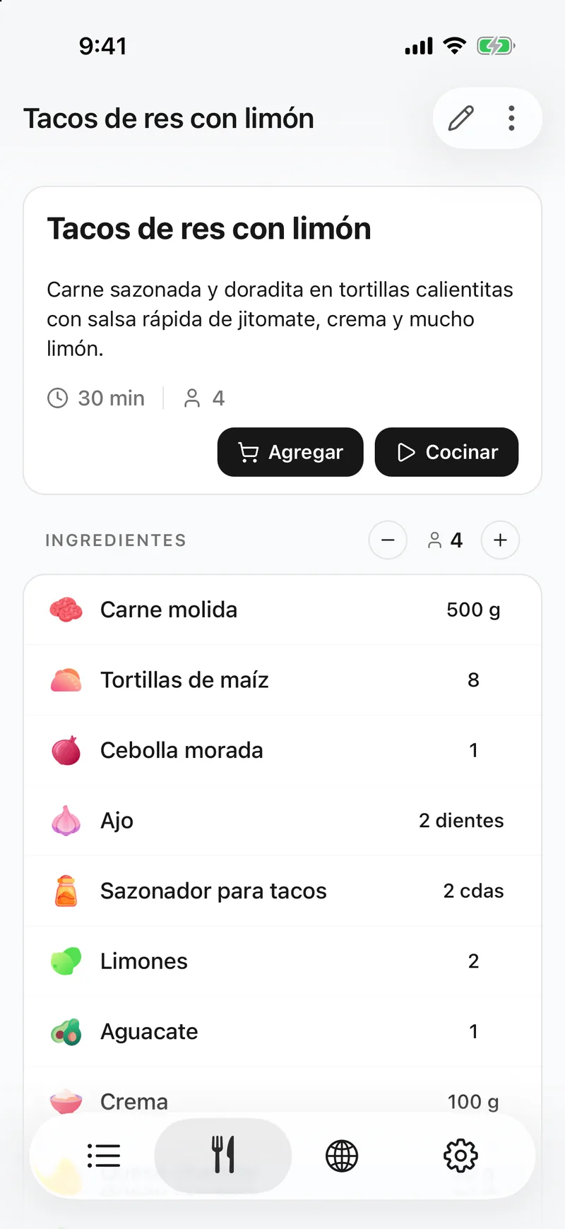 La receta queda transcrita
