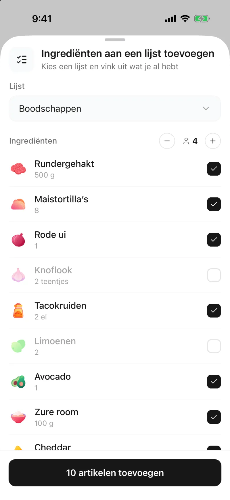 Vink uit wat je al hebt